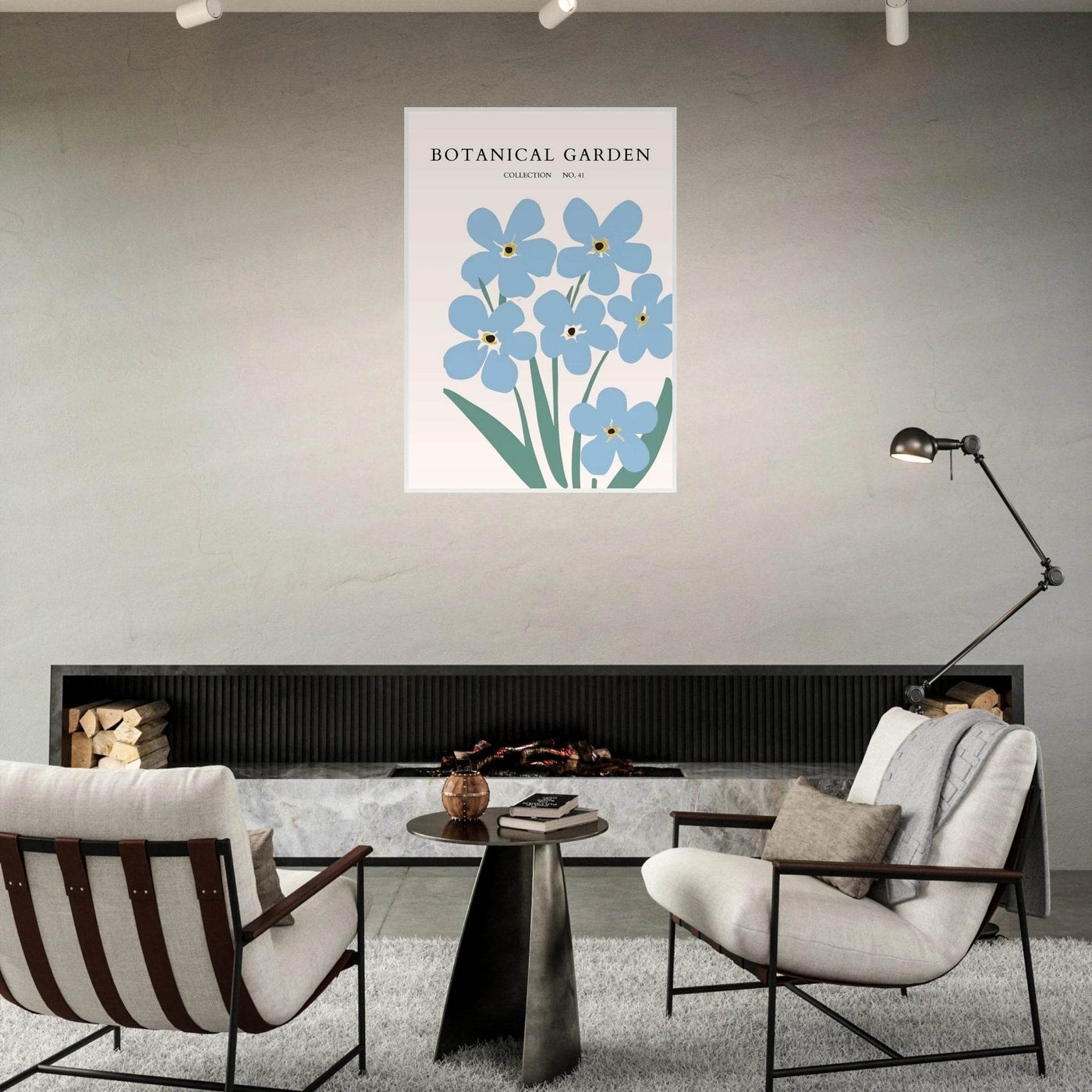 Botanical Garden Forget-Me-Nots Framed Poster - Soft Blue Floral Art Print | Ready-to-Hang Wall Decor - Vibrantwalls
