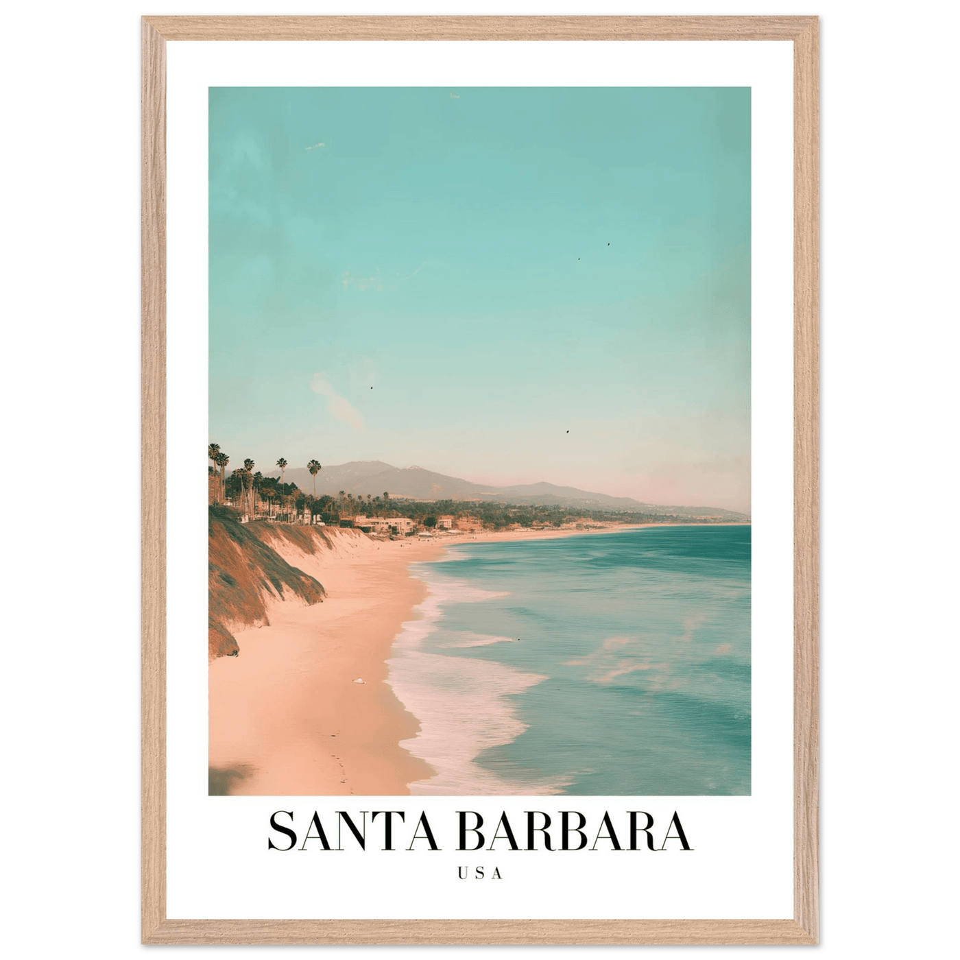 Santa Barbara USA Framed Poster – Pastel Beach Travel Wall Art in Your Choice of Frame - Vibrantwalls