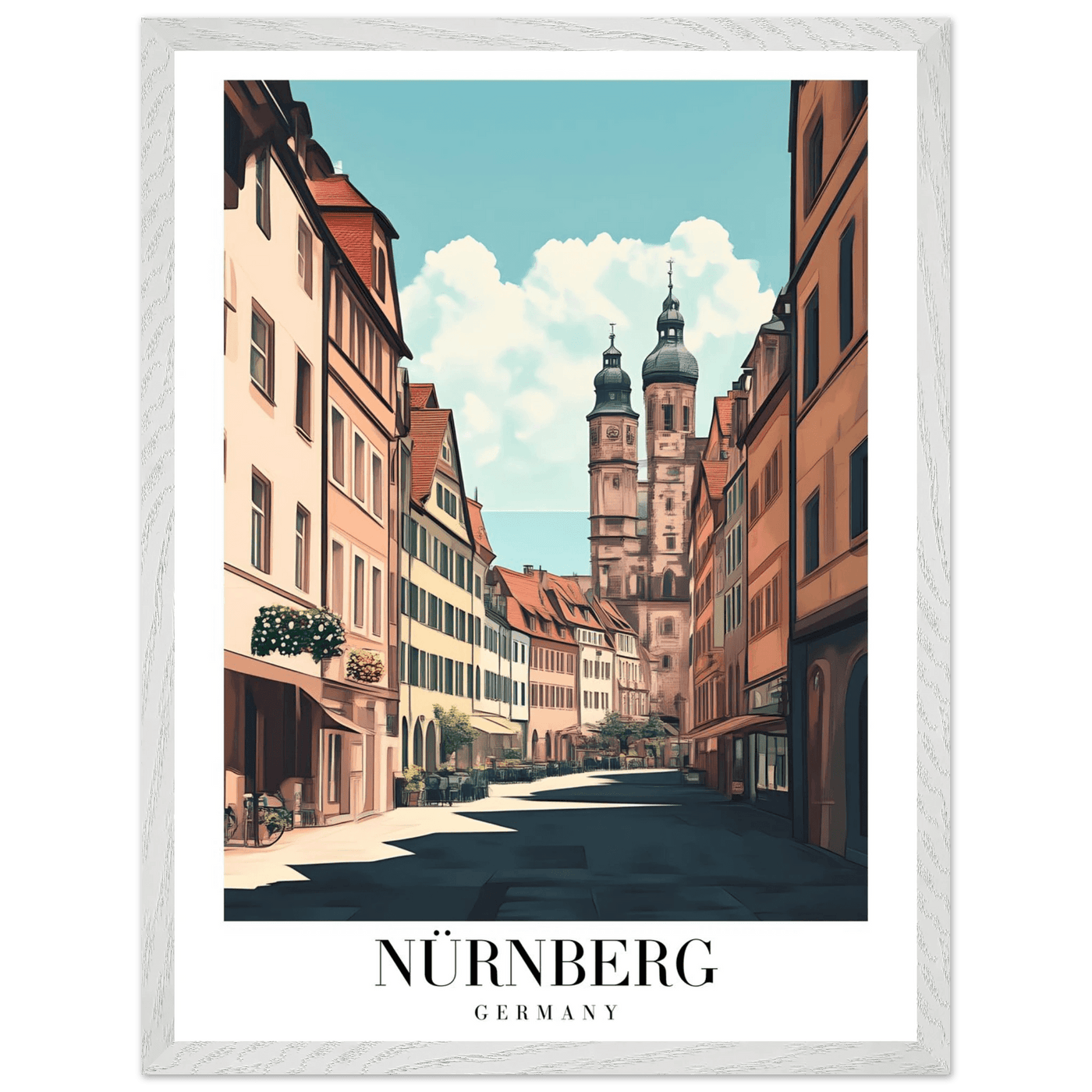 Nürnberg Germany Framed Poster – Vintage European Street Scene Wall Art with Wooden Frame - Vibrantwalls