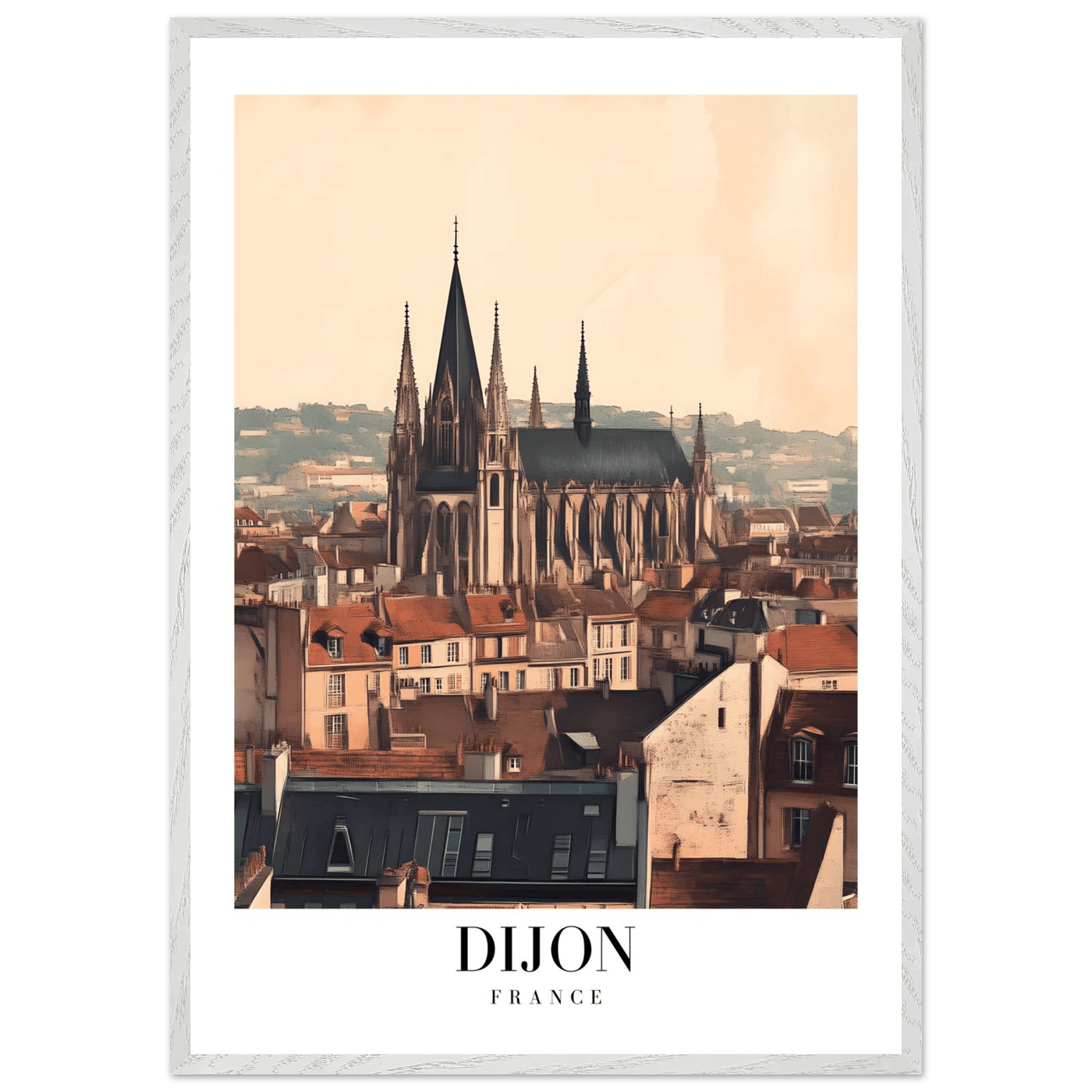 Dijon France Framed Poster – Vintage European Cityscape Wall Art with Wooden Frame - Vibrantwalls