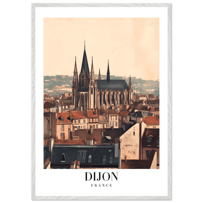 Dijon France Framed Poster – Vintage European Cityscape Wall Art with Wooden Frame - Vibrantwalls