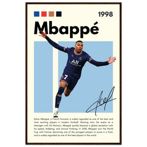 Kylian Mbappé PSG Soccer Framed Football Poster 60x90 cm 24x36″ Dark wood frame Vibrantwalls