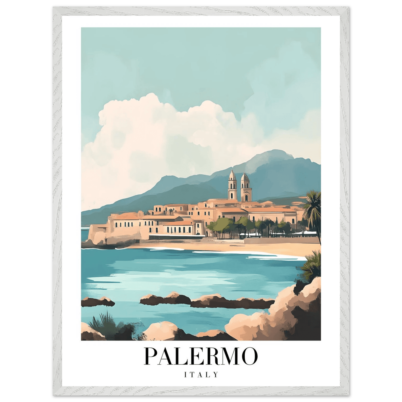 Palermo Italy Framed Poster – Vintage Mediterranean Travel Wall Art in Your Choice of Frame - Vibrantwalls
