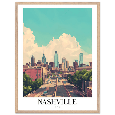 Nashville USA Framed Poster – Vibrant Urban Wall Art with Wooden Frame - Vibrantwalls
