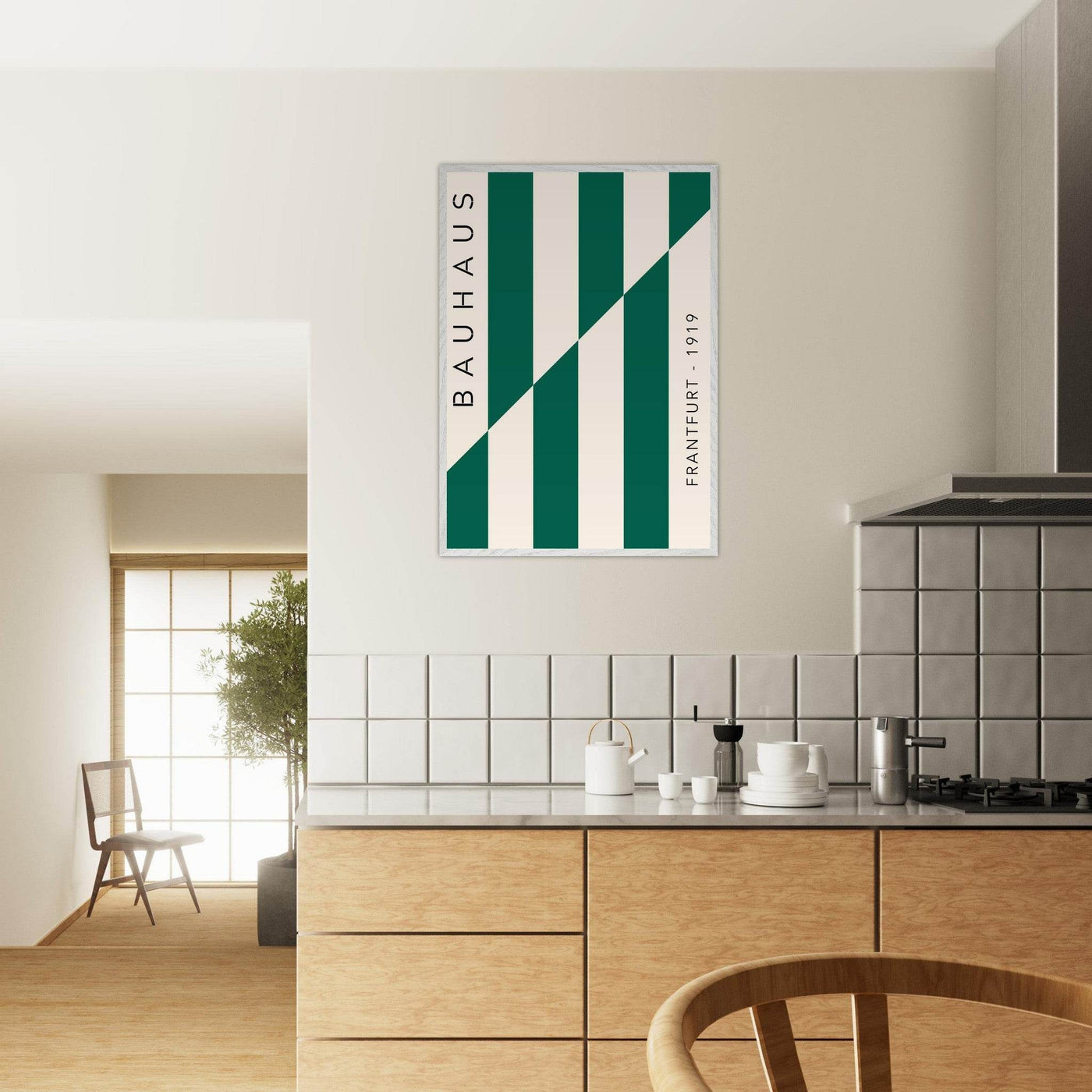 Bauhaus Emerald Green & Cream Modern - Vibrantwalls