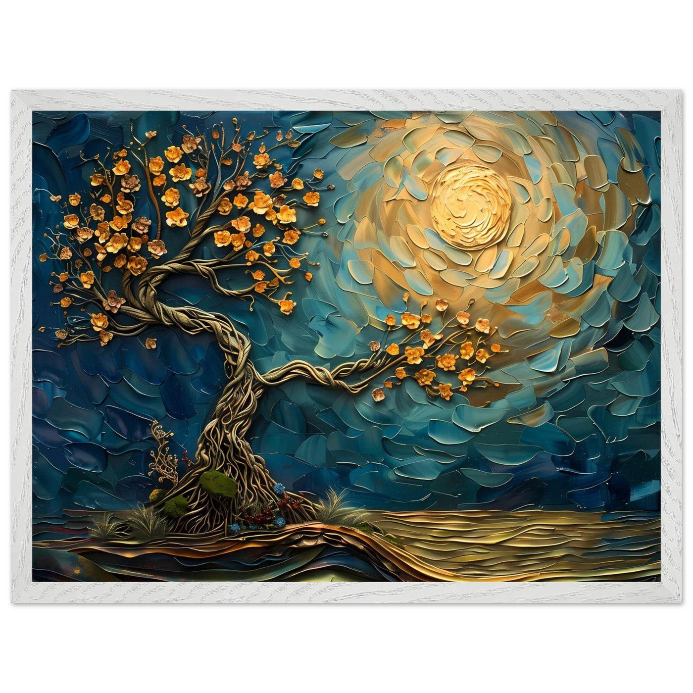 Tree of Life Jewelry - Golden Blooms & Midnight Sky Design - Vibrantwalls