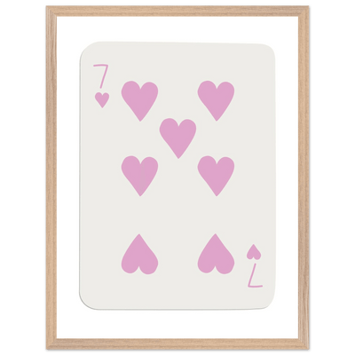Charming Seven of Hearts Poker Card Print - Mounted Framed Poster Art with Eco-Friendly Wood Frame - Vibrantwalls