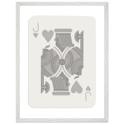 Jack of Hearts Poker Card Print - Minimalist Grey & White Art - Framed Poster, Eco-Friendly Wood - Vibrantwalls
