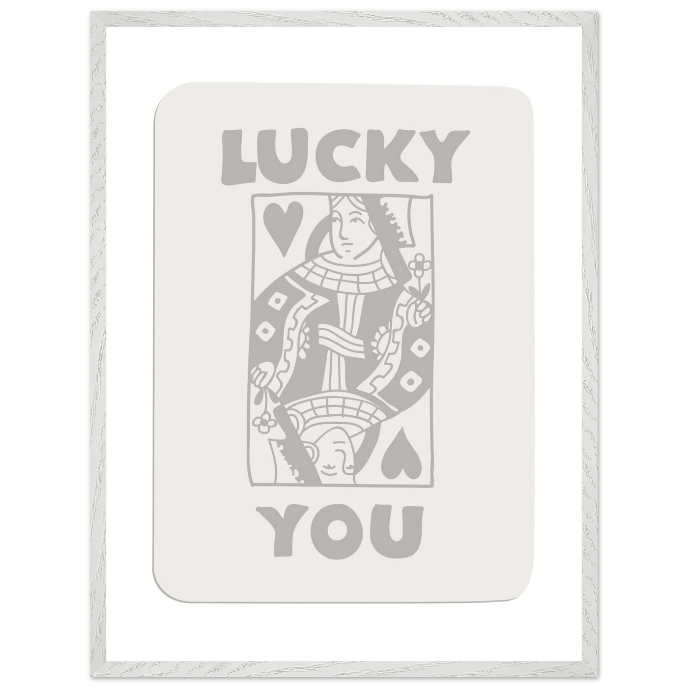 Lucky You Poker Queen of Hearts Framed Art - Modern Card Game Print, Eco-Friendly Wood Frame - Vibrantwalls