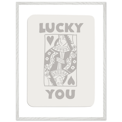 Lucky You Poker Queen of Hearts Framed Art - Modern Card Game Print, Eco-Friendly Wood Frame - Vibrantwalls