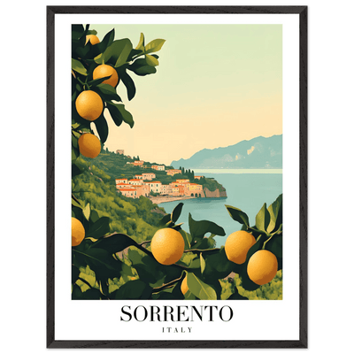 Sorrento Italy Framed Poster – Vintage Citrus Grove Travel Wall Art with Wooden Frame - Vibrantwalls
