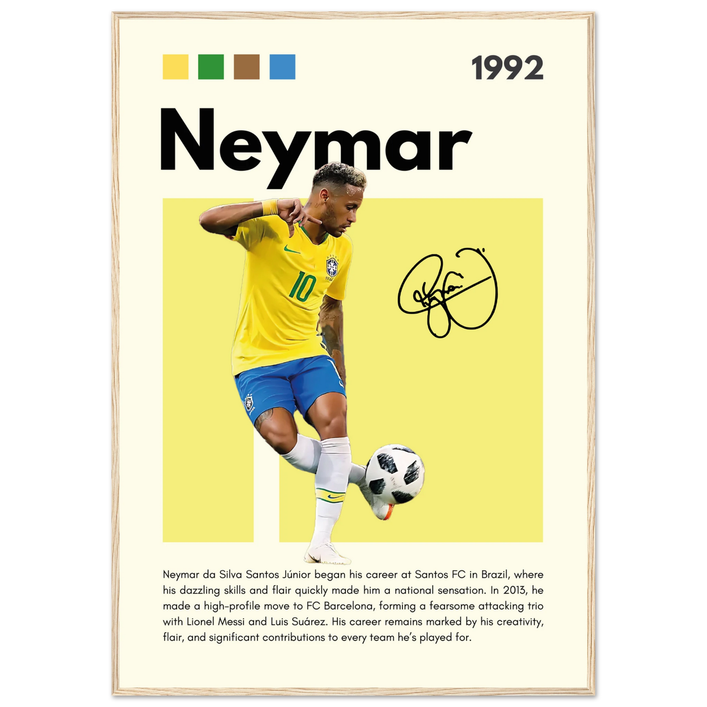 Neymar Jr. Brazilian Football Legend Framed Poster – Vibrant Pop Art Football Print 70x100 cm 28x40″ Wood frame Vibrantwalls
