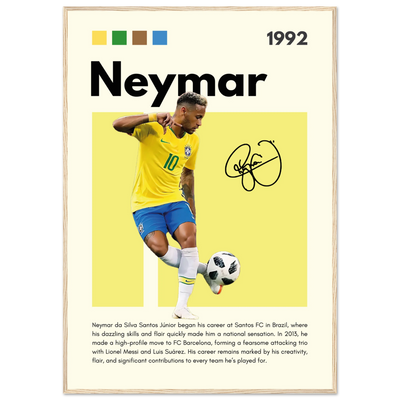 Neymar Jr. Brazilian Football Legend Framed Poster – Vibrant Pop Art Football Print 70x100 cm 28x40″ Wood frame Vibrantwalls
