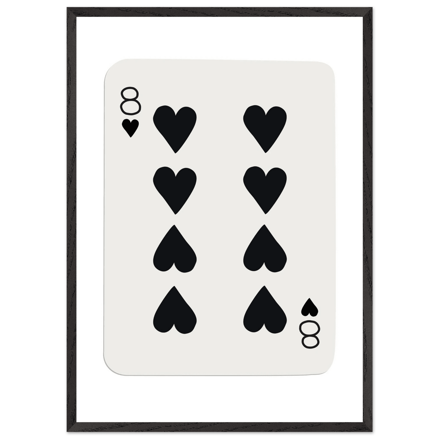 Minimalist Eight of Hearts Poker Card Print - Framed Wall Art, Sustainable Wood Frame, Choose Your Finish & Size - Vibrantwalls