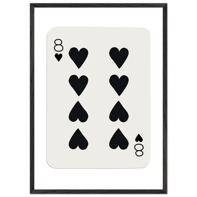 Minimalist Eight of Hearts Poker Card Print - Framed Wall Art, Sustainable Wood Frame, Choose Your Finish & Size - Vibrantwalls