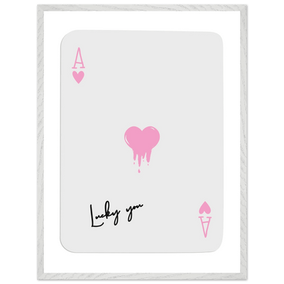 Lucky You - Ace of Hearts Drip Pink Print - Mounted Framed Poster Art with Eco-Friendly Wood Frame - Vibrantwalls