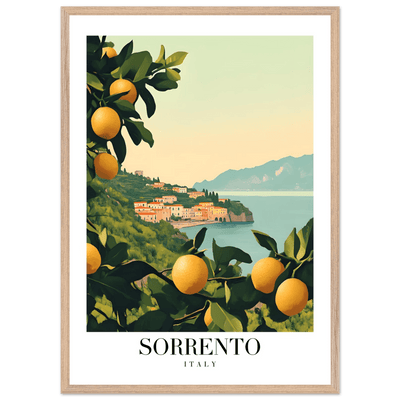 Sorrento Italy Framed Poster – Vintage Citrus Grove Travel Wall Art with Wooden Frame - Vibrantwalls
