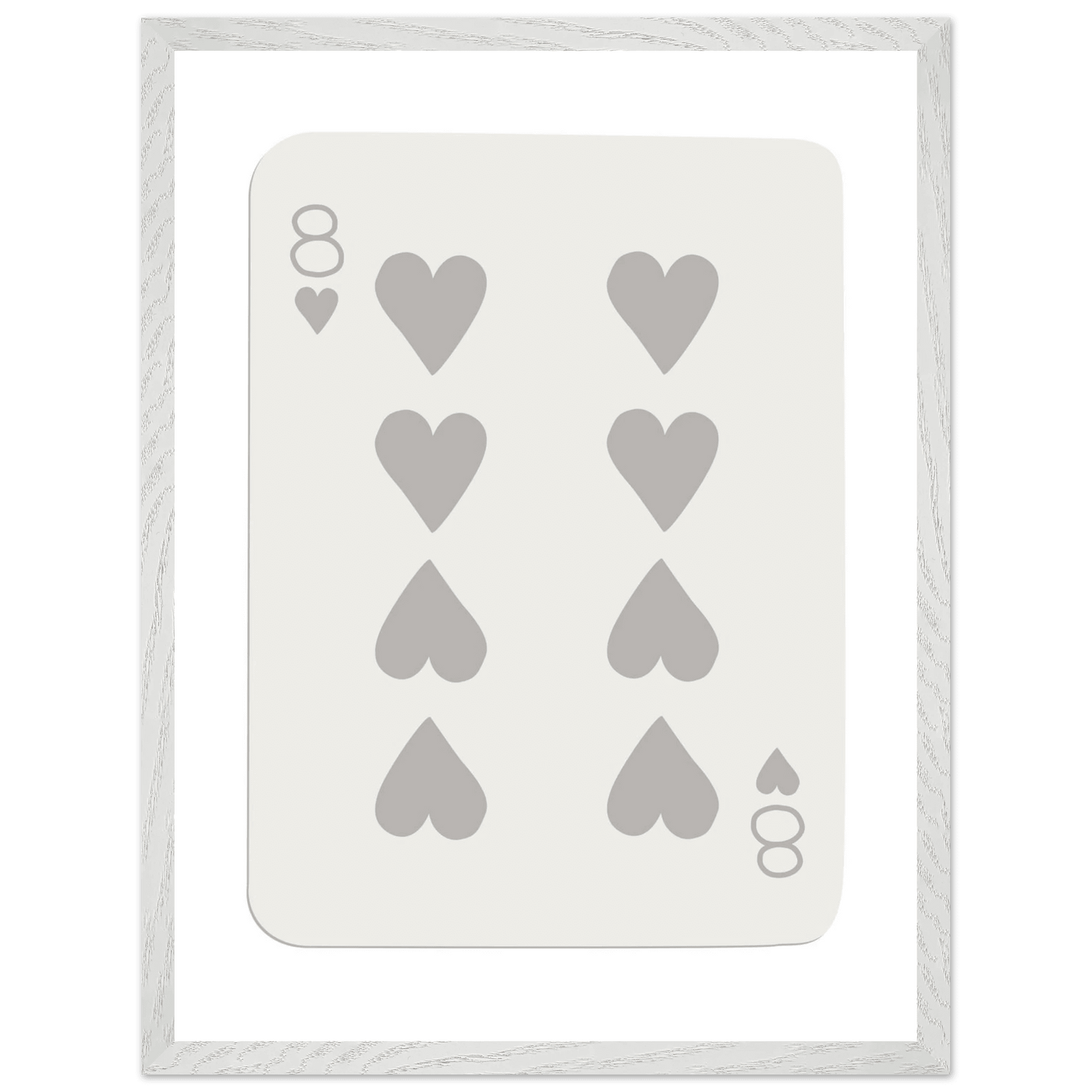 Minimalist Eight of Hearts Poker Card Print - Mounted Framed Eco-Friendly Wood Art - Vibrantwalls