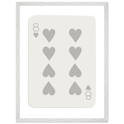 Minimalist Eight of Hearts Poker Card Print - Mounted Framed Eco-Friendly Wood Art - Vibrantwalls
