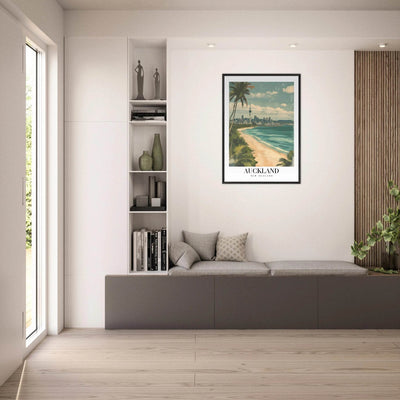 Auckland New Zealand Framed Poster – Vintage Coastal City Travel Wall Art with Wooden Frame Options - Vibrantwalls