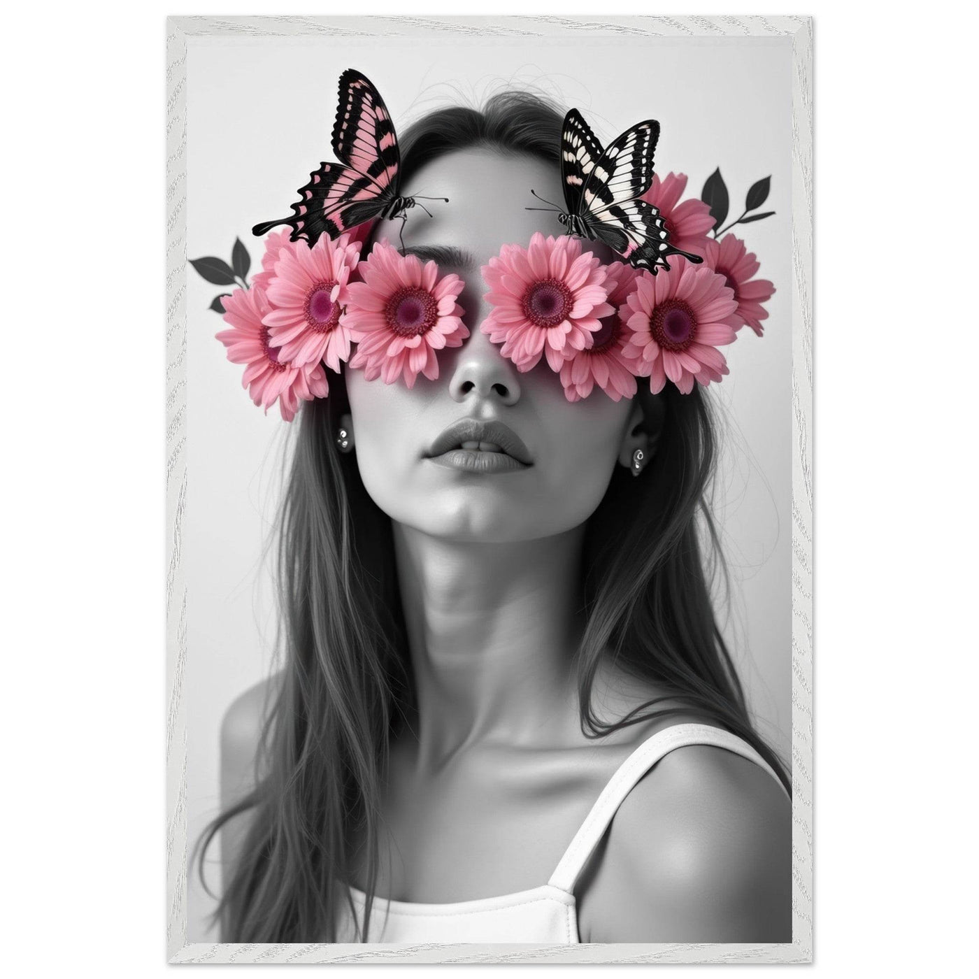 Woman With Flowers Decor - Elegant Floral Art for Home Decor - Vibrantwalls