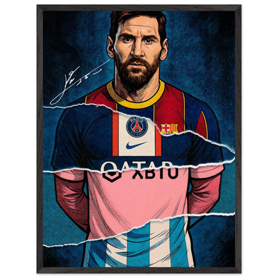 Lionel Messi Split Kit Pop Art Framed Poster – Eco-Friendly, Ready to Hang - Vibrantwalls
