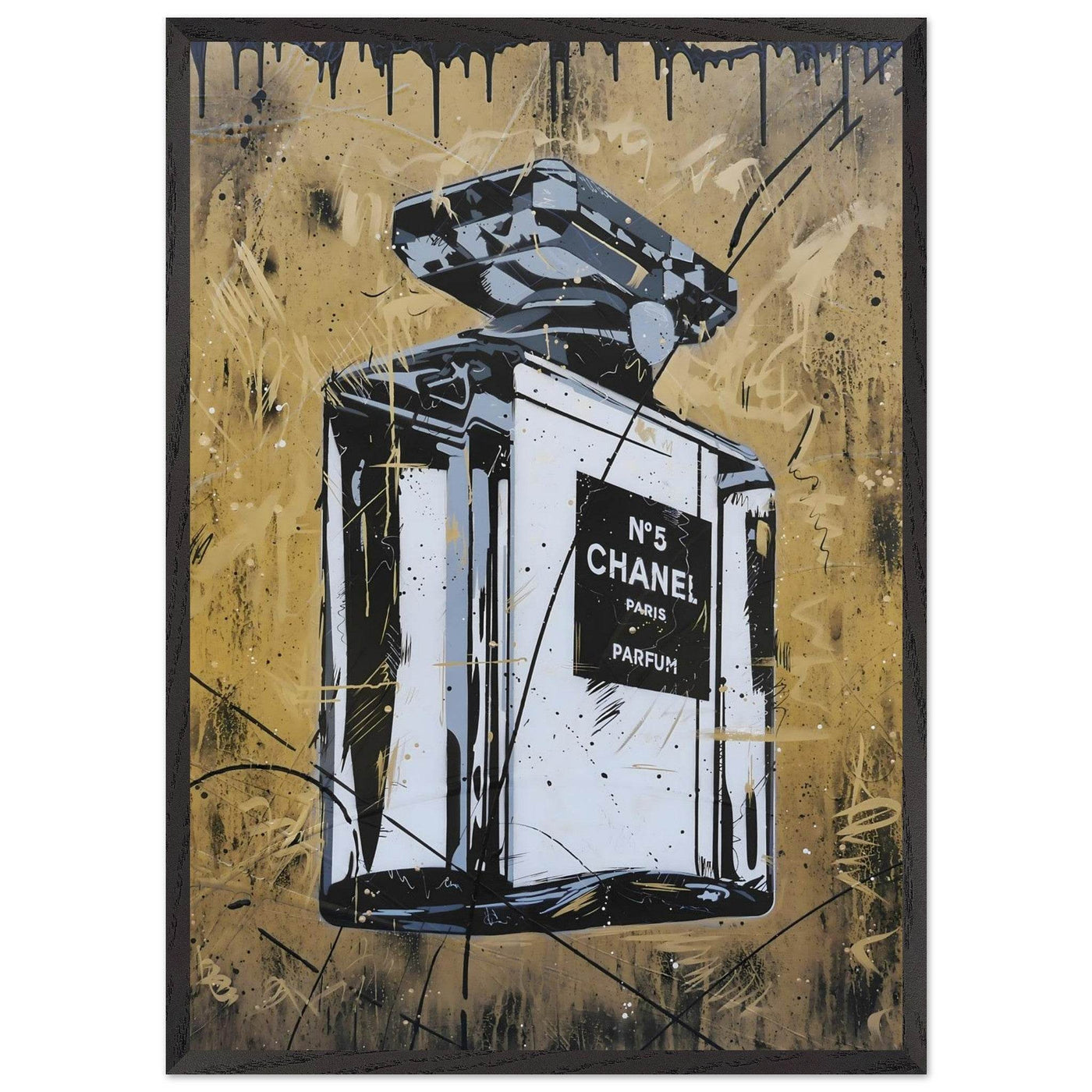 Abstract Chanel N°5 Art Print - Luxury Perfume Wall Art in Premium Mounted Frame - Vibrantwalls