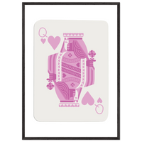 Queen of Hearts - Pink Poker Card Mounted Poster Art, Eco-Friendly Wood Frame & Shatterproof Plexiglass - Vibrantwalls