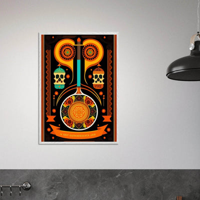 Vibrant Day of the Dead Guitar - Vibrantwalls