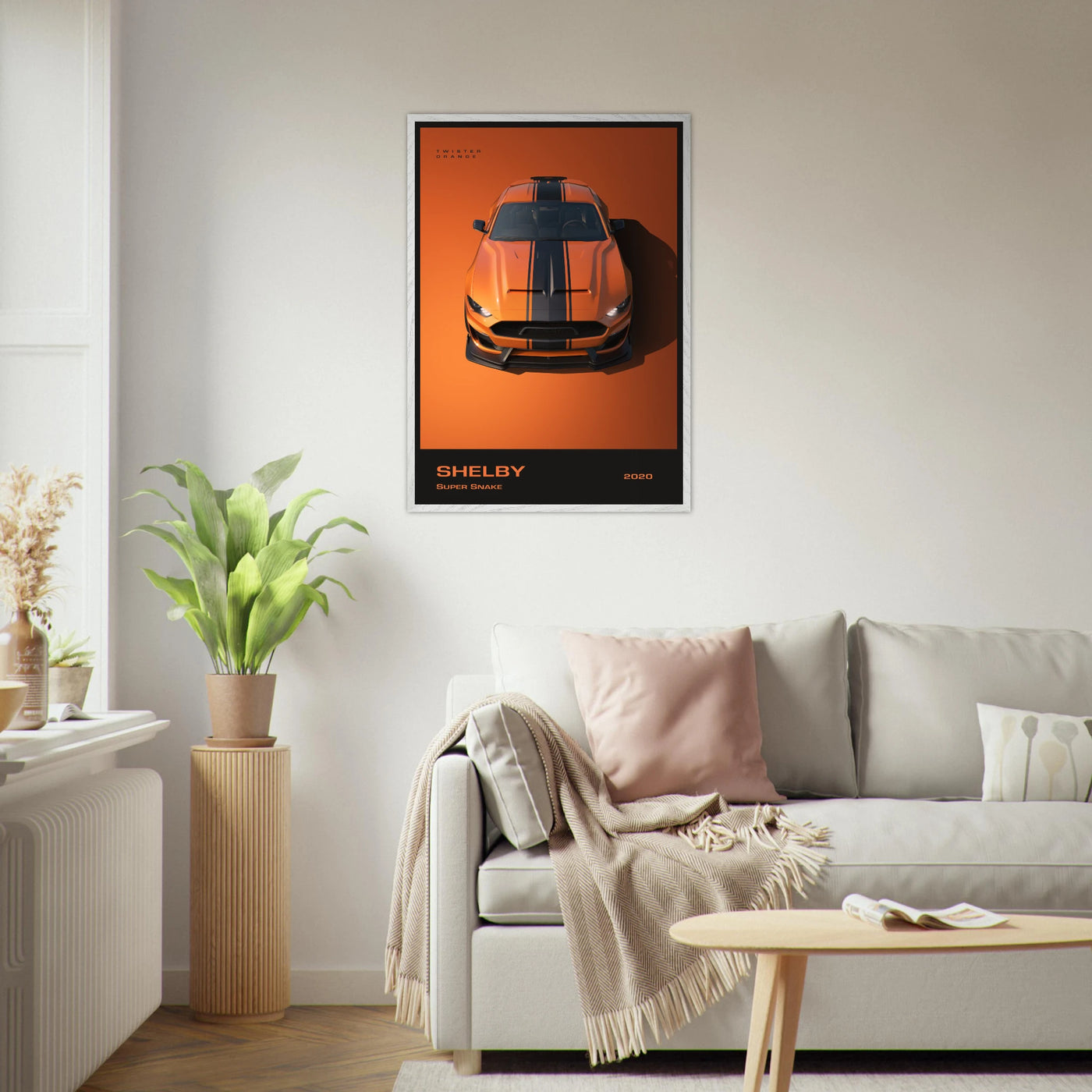 Shelby Super Snake 2020 "Twister Orange" Framed Poster | Modern Automotive Art, Ready-to-Hang Premium Quality Vibrantwalls