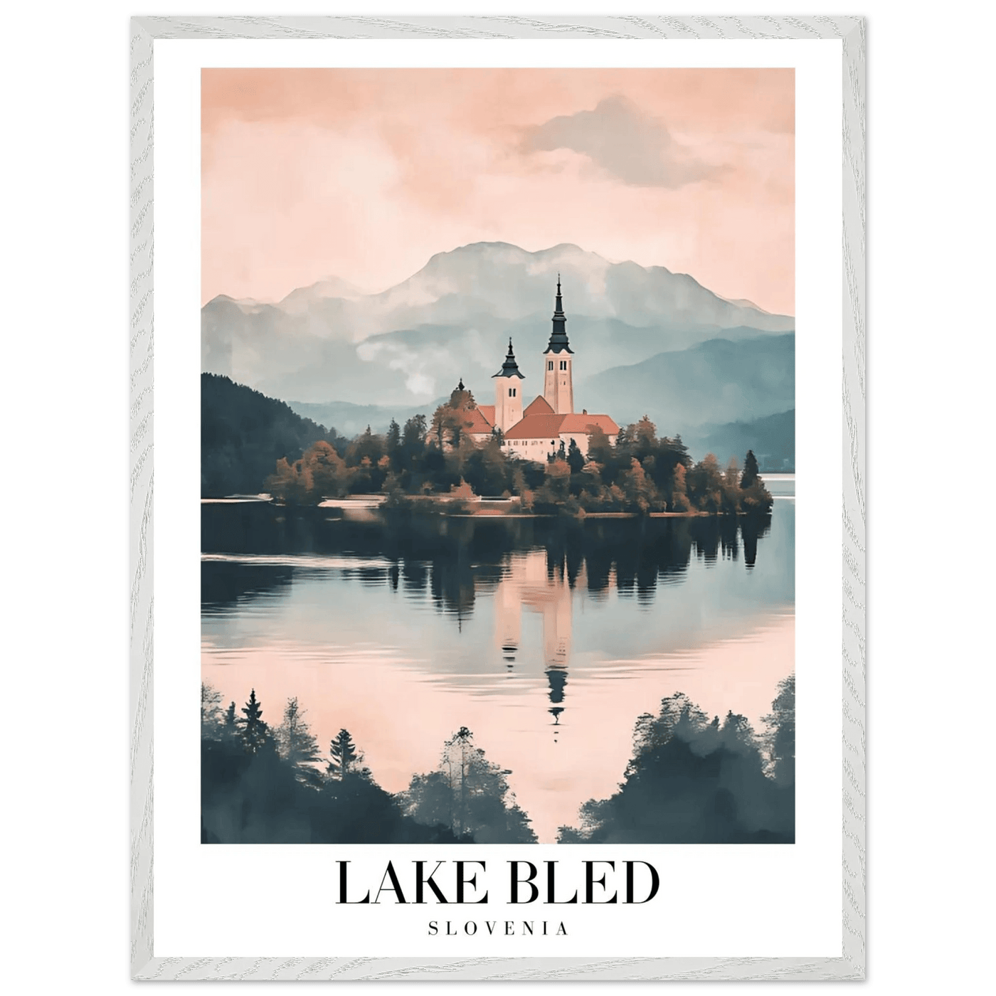 Lake Bled Slovenia Framed Poster – Serene Lakeside Wall Art with Wooden Frame - Vibrantwalls