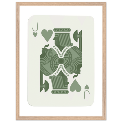 Minimalist Jack of Hearts Poker Card Print - Mounted Framed Eco-Friendly Art with Wood Frame - Vibrantwalls