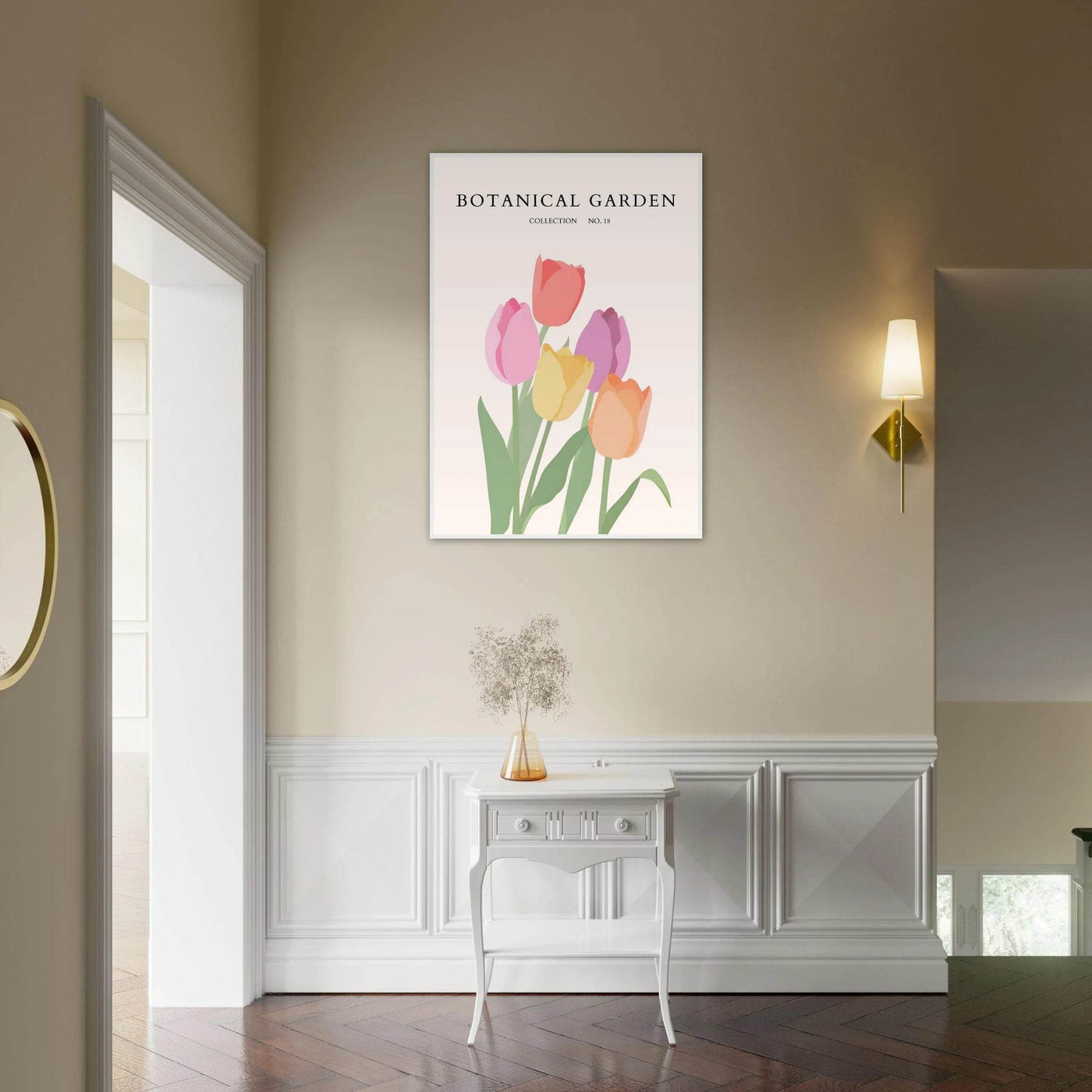 Botanical Garden Tulip Framed Poster – Pastel Bloom Art Print | Ready-to-Hang Floral Decor - Vibrantwalls
