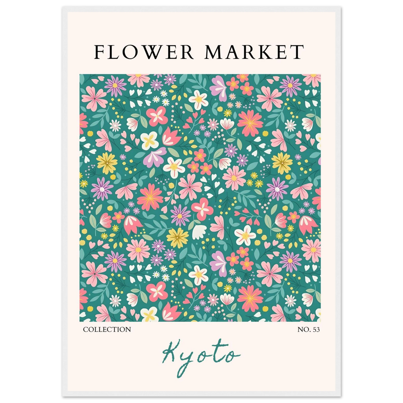 Kyoto Flower Market Framed Poster – Whimsical Floral Art Print for a Touch of Spring | Ready-to-Hang Decor - Vibrantwalls