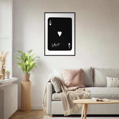 Minimalist Ace of Hearts Poker Card Print - Lucky You Framed Poster Art, Eco-Friendly Wood Frame - Vibrantwalls