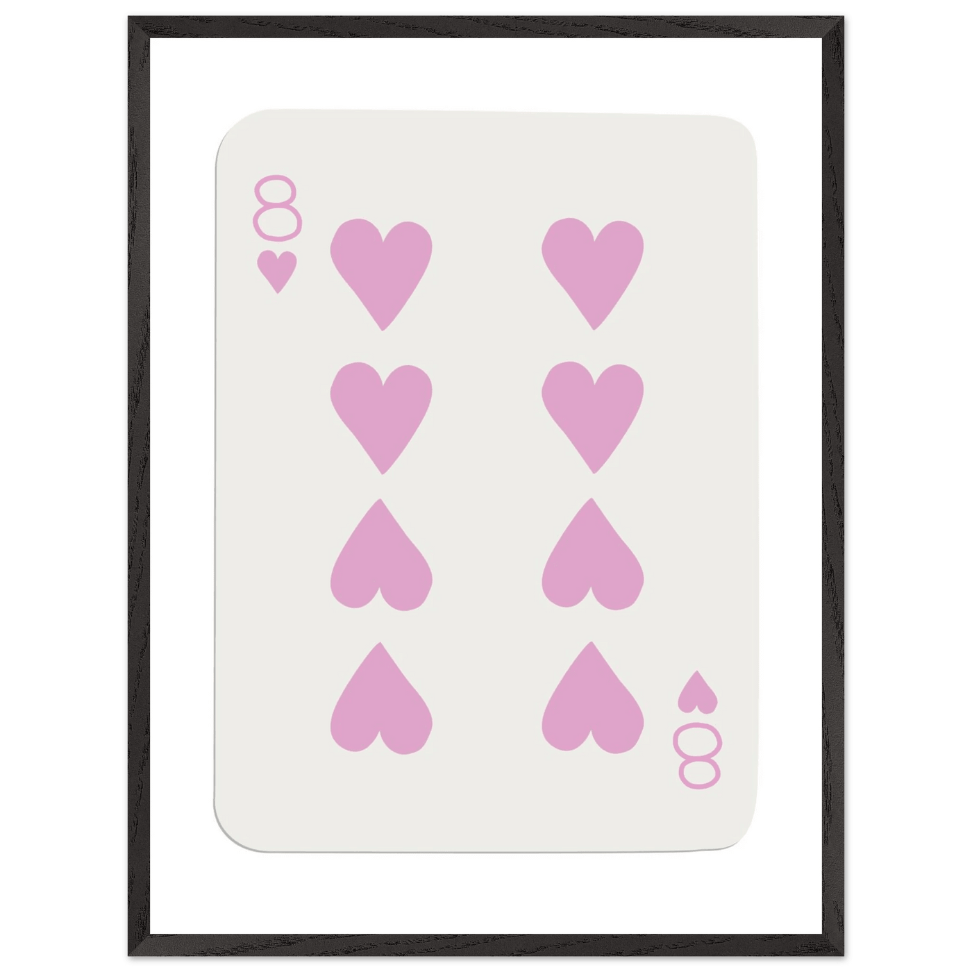 Minimalist Eight of Hearts Poker Card Print - Mounted Framed Art in Eco-Friendly Wood Frame - Vibrantwalls