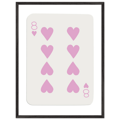 Minimalist Eight of Hearts Poker Card Print - Mounted Framed Art in Eco-Friendly Wood Frame - Vibrantwalls