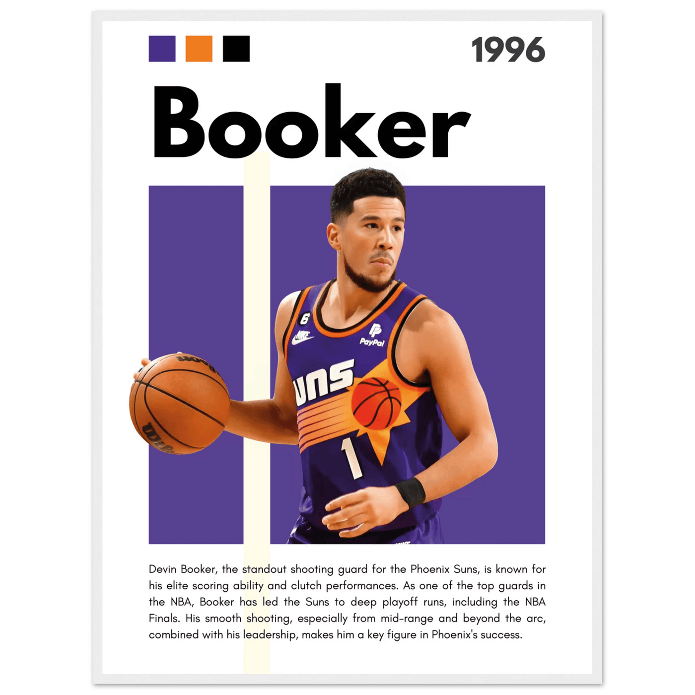 Devin Booker Phoenix Suns Modern Art Print - Vibrantwalls