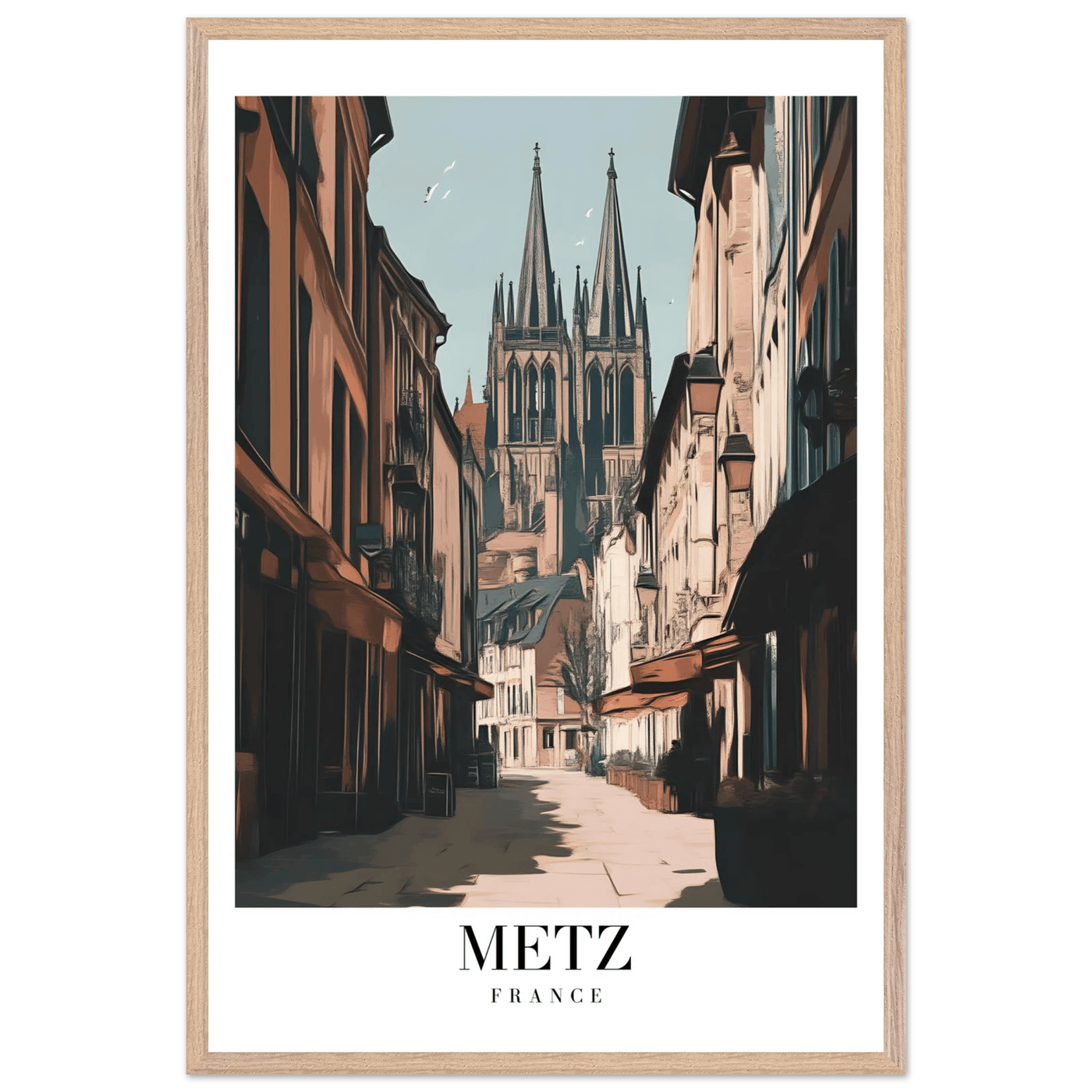 Metz France Framed Poster – Vintage European Cityscape Wall Art with Customizable Wooden Frame - Vibrantwalls
