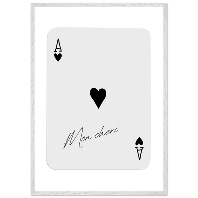 Ace of Hearts 'Mon Cheri' Art Print - Framed Poker Card Poster, Eco-Friendly Wood Frame - Vibrantwalls