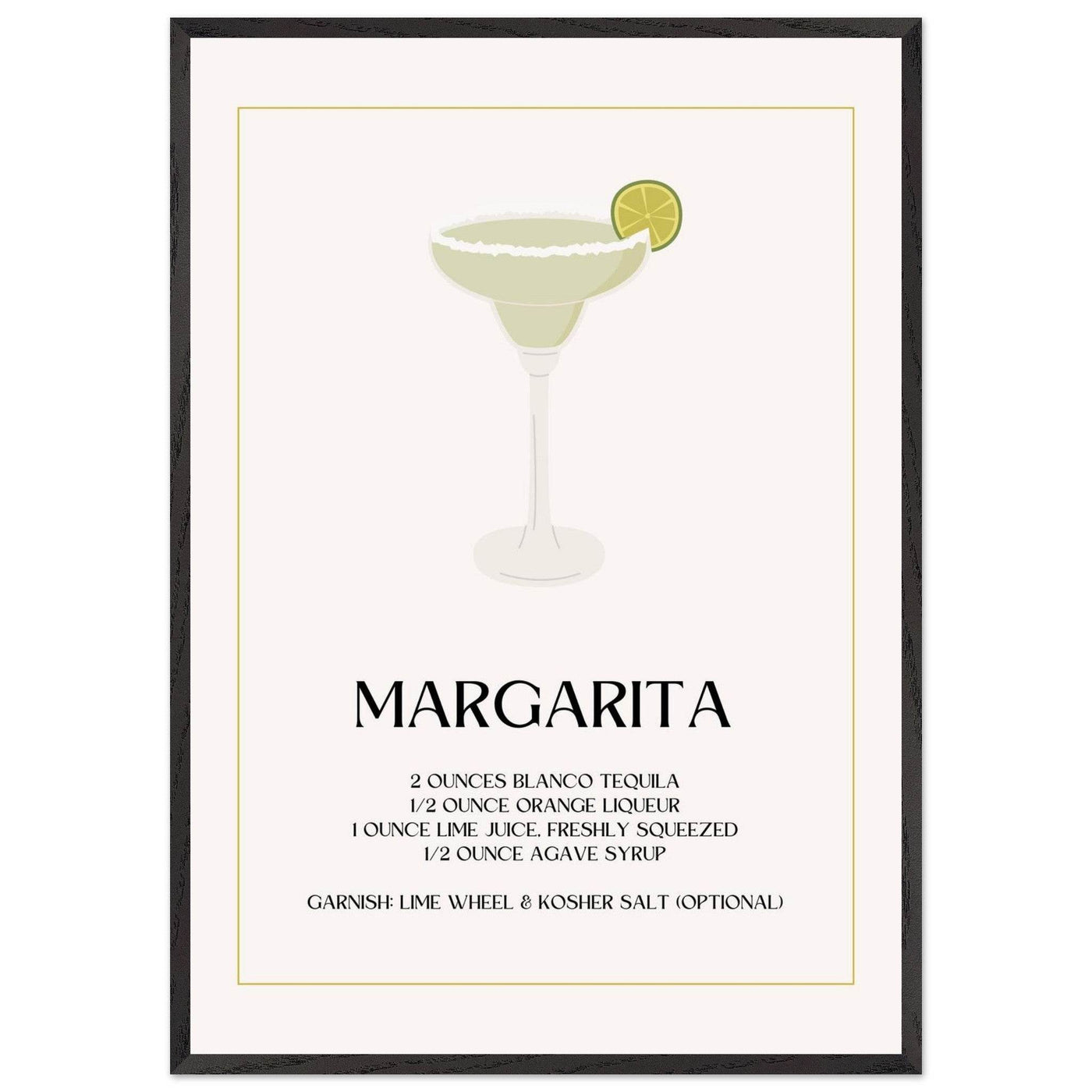 Margarita Cocktail Recipe Tequila Lime Salt Rim - Vibrantwalls