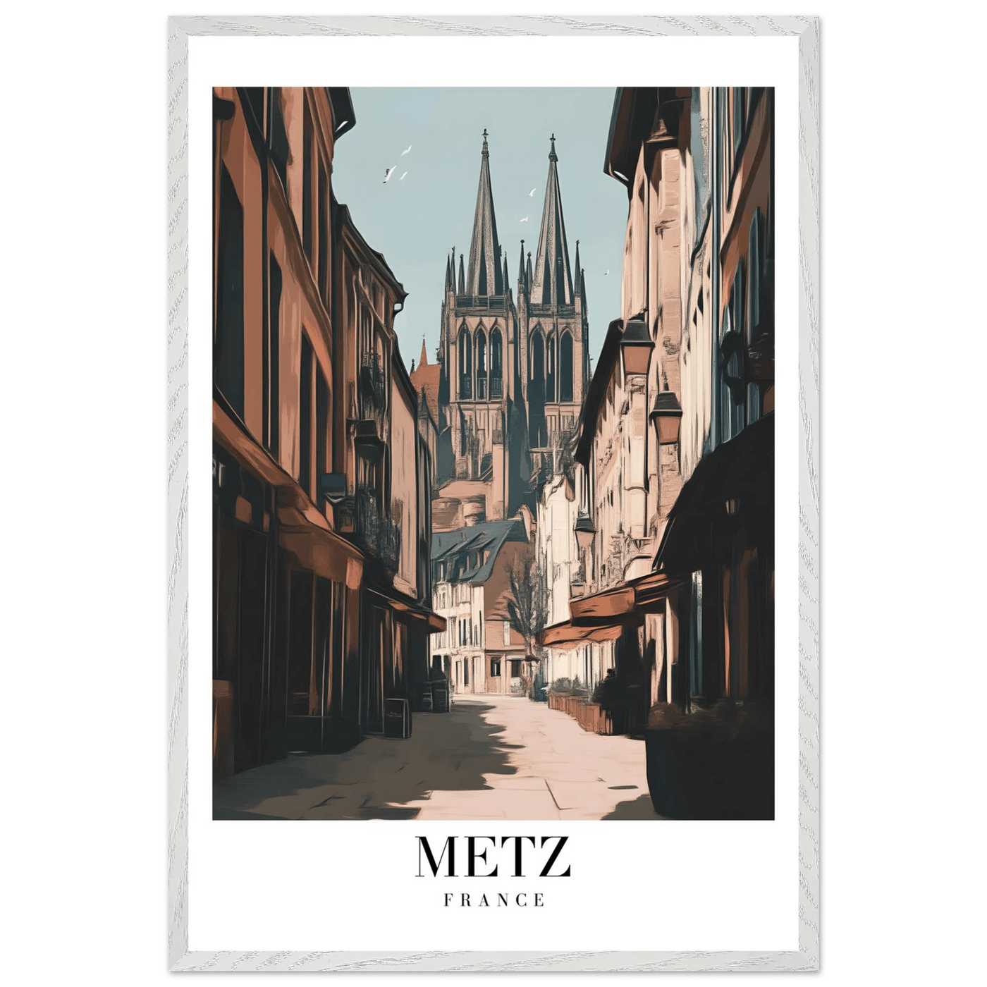 Metz France Framed Poster – Vintage European Cityscape Wall Art with Customizable Wooden Frame - Vibrantwalls