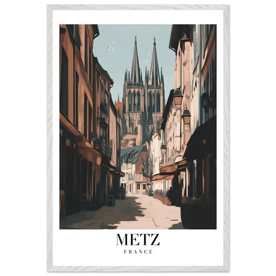 Metz France Framed Poster – Vintage European Cityscape Wall Art with Customizable Wooden Frame - Vibrantwalls