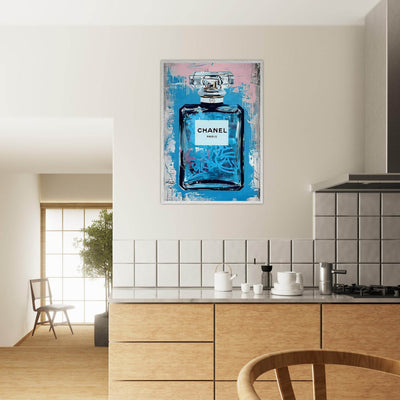 Abstract Chanel No. 5 Art Print in Mounted Frame - Iconic Glamour for Modern Decor - Vibrantwalls