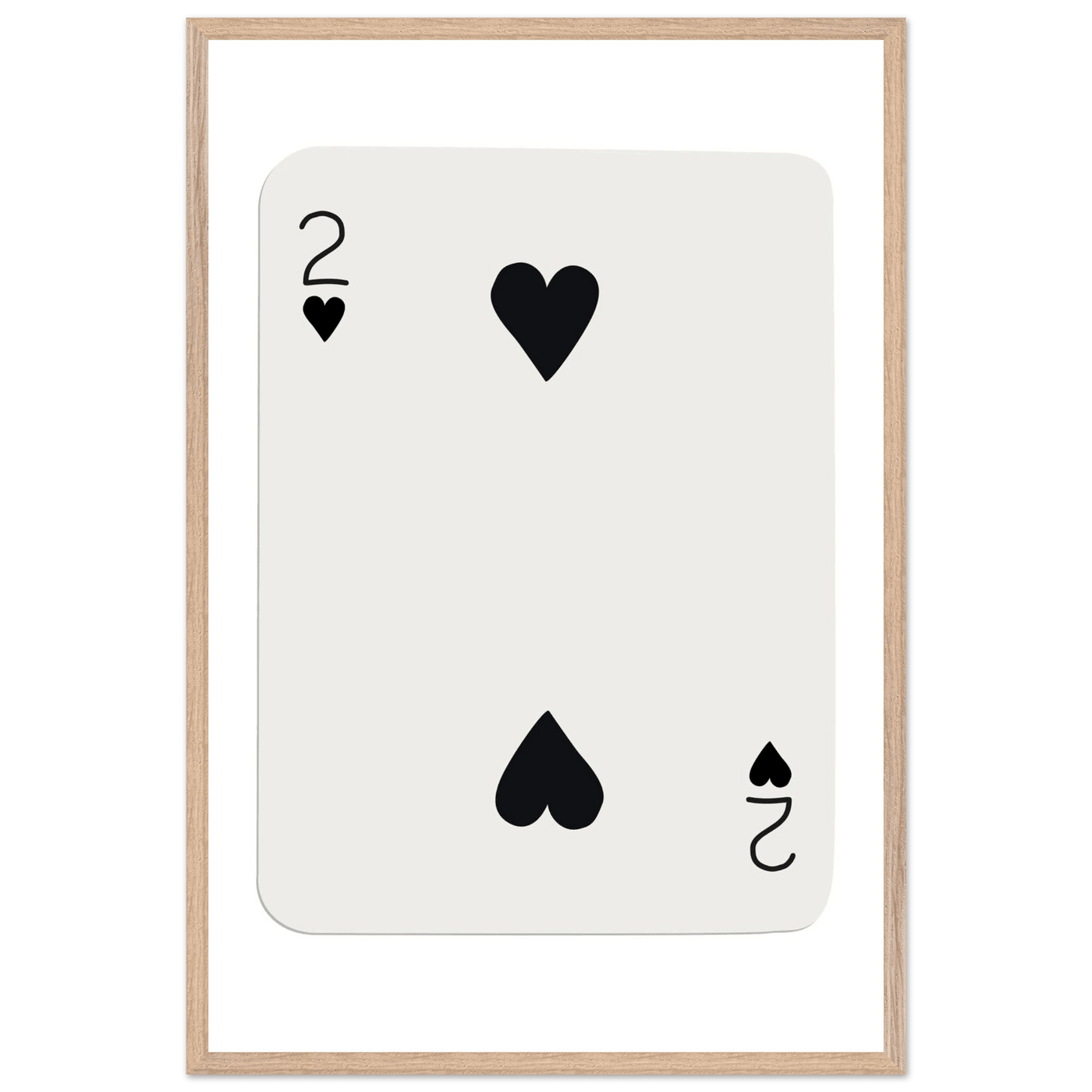Minimalist Two of Hearts Poker Card Art Print - Framed Eco-Friendly Wooden Poster - Vibrantwalls