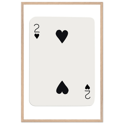 Minimalist Two of Hearts Poker Card Art Print - Framed Eco-Friendly Wooden Poster - Vibrantwalls