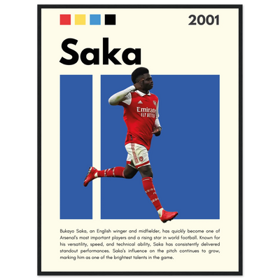 Bukayo Saka Arsenal Framed Poster – Modern Football Art Print for Gooners 60x80 cm 24x32″ Black frame Vibrantwalls