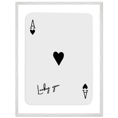 Lucky You Ace of Hearts Poker Card Print - Framed Wall Art, Eco-Friendly Wood Frame in Black, White, or Natural - Vibrantwalls