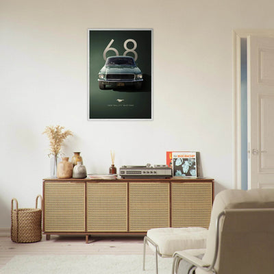 1968 Bullitt Mustang GT - 50th Anniversary Framed Poster | Iconic Automotive Art, Ready-to-Hang - Vibrantwalls