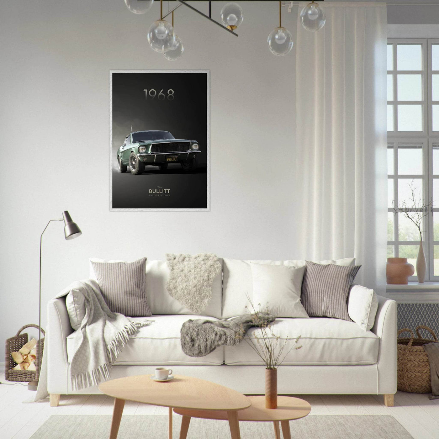 1968 Bullitt Mustang GT - 50th Anniversary Framed Poster | Iconic Green, Ready-to-Hang, Premium Quality - Vibrantwalls